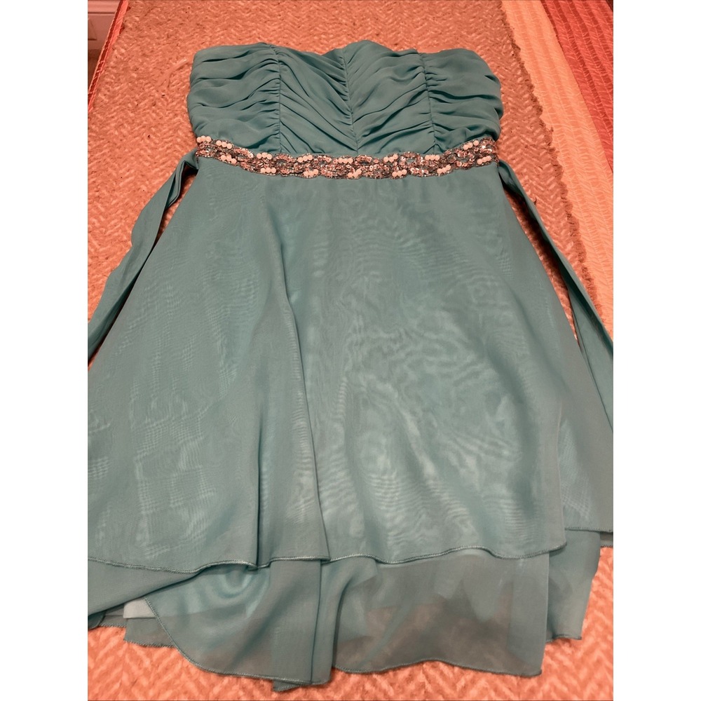 Teeze Me Teal/Turquoise Dress Sleeveless Size 9 XS-S Embroidered Lined